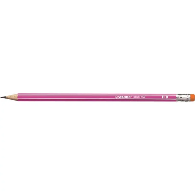 Grafitceruza radírral, HB, hatszögletű, STABILO "Pencil 160", rózsaszín