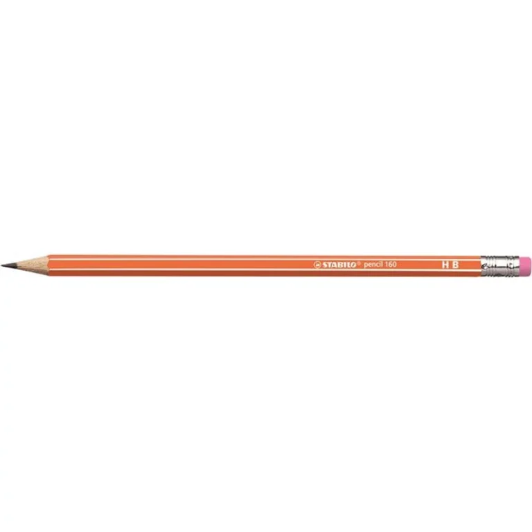 Grafitceruza radírral, HB, hatszögletű, STABILO "Pencil 160", narancs