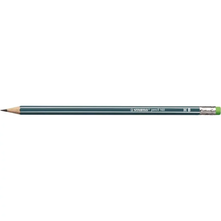 Grafitceruza radírral, HB, hatszögletű, STABILO "Pencil 160", olajzöld