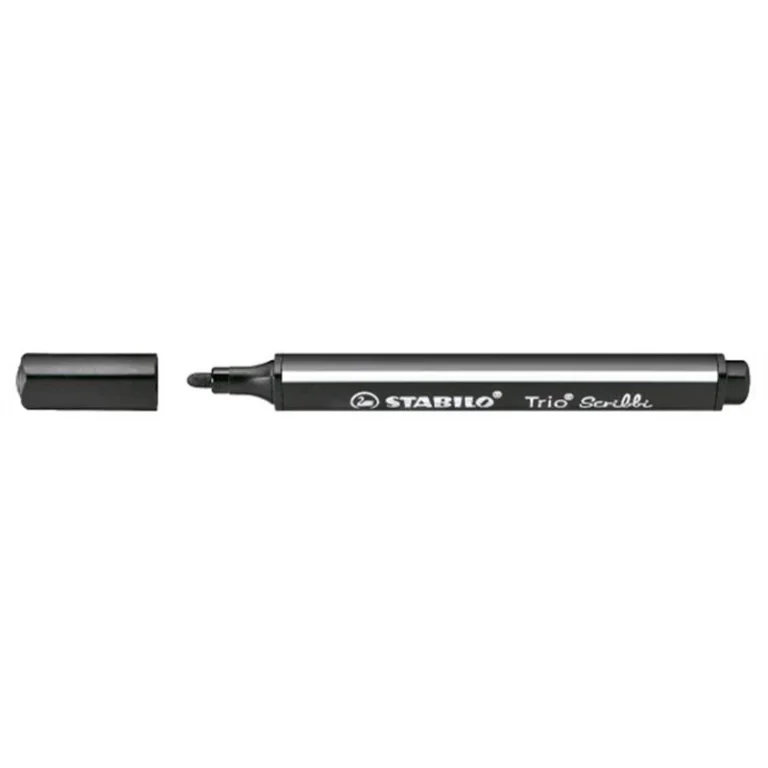 Filctoll, 1,5-2 mm, rugós hegy, STABILO "Trio Scribbi", fekete