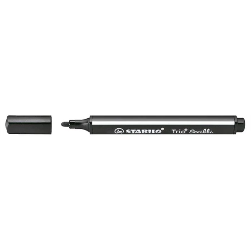 Filctoll, 1,5-2 mm, rugós hegy, STABILO "Trio Scribbi", fekete