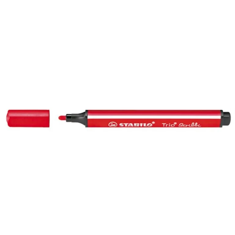 Filctoll, 1,5-2 mm, rugós hegy, STABILO "Trio Scribbi", piros