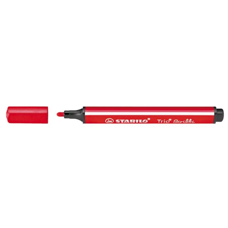 Filctoll, 1,5-2 mm, rugós hegy, STABILO "Trio Scribbi", piros