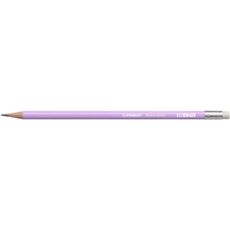 Grafitceruza radírral, HB, hatszögletű, STABILO "Swano Pastel", lila