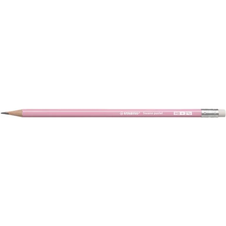 Grafitceruza radírral, HB, hatszögletű, STABILO "Swano Pastel", pink