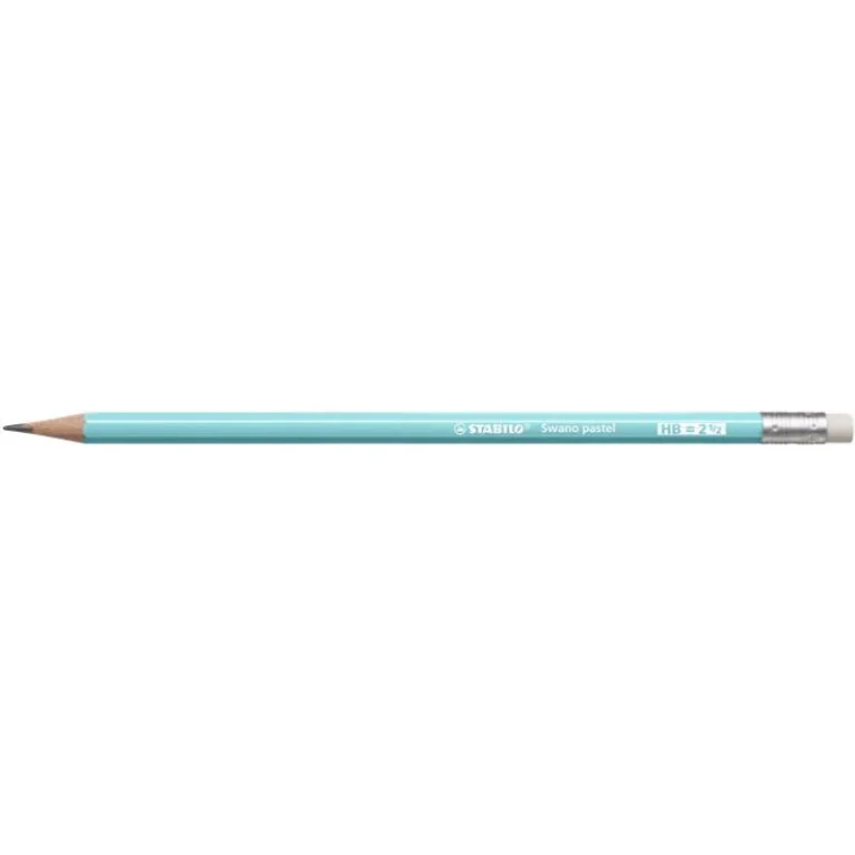 Grafitceruza radírral, HB, hatszögletű, STABILO "Swano Pastel", kék