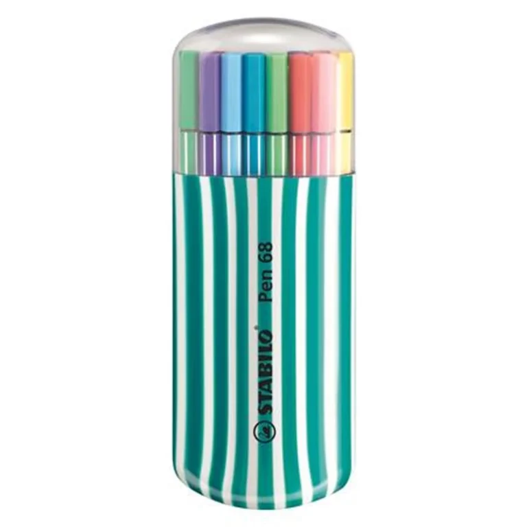 Filctoll készlet, 1 mm, türkiz tok, STABILO "Pen 68 Zebrui", 20 különböző szín