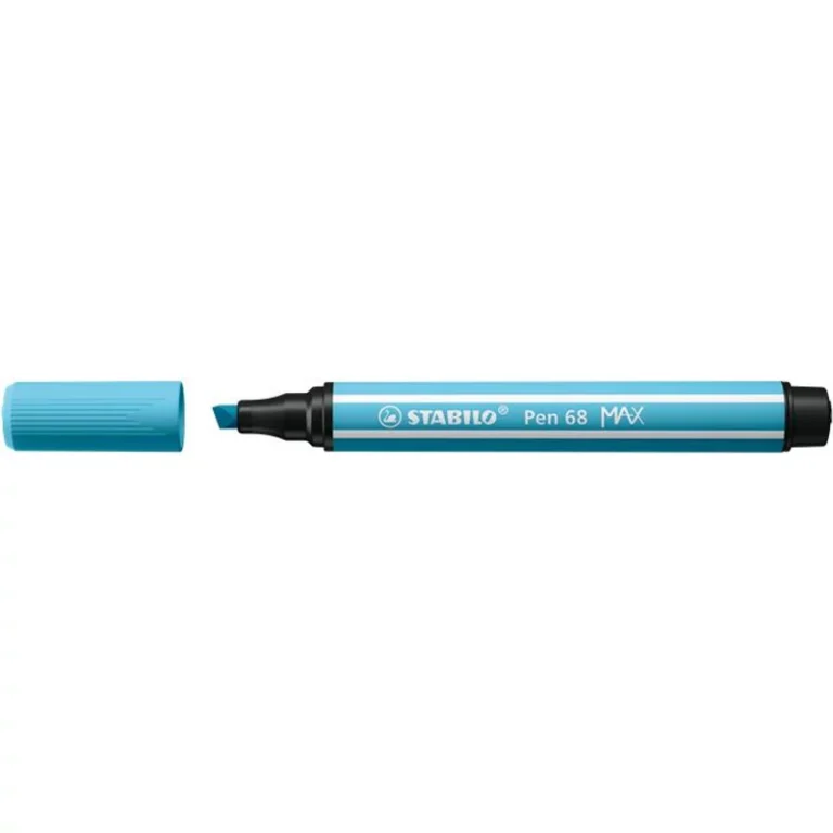 Filctoll, 1-5 mm, vágott hegy, STABILO "Pen 68 MAX", azúrkék