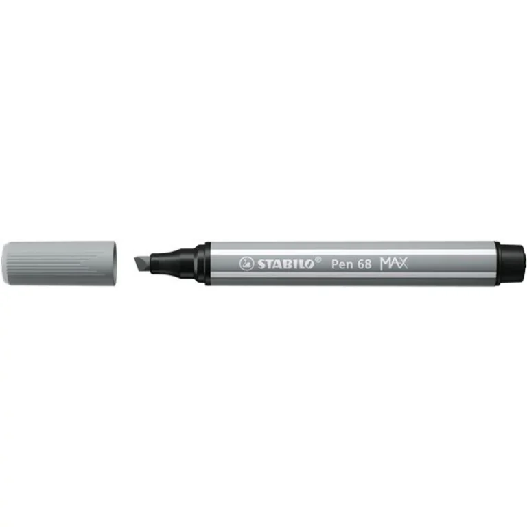 Filctoll, 1-5 mm, vágott hegy, STABILO "Pen 68 MAX", középszürke
