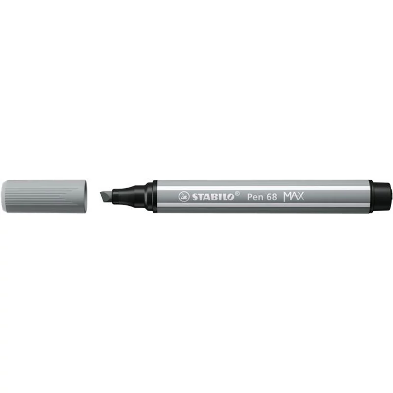 Filctoll, 1-5 mm, vágott hegy, STABILO "Pen 68 MAX", középszürke