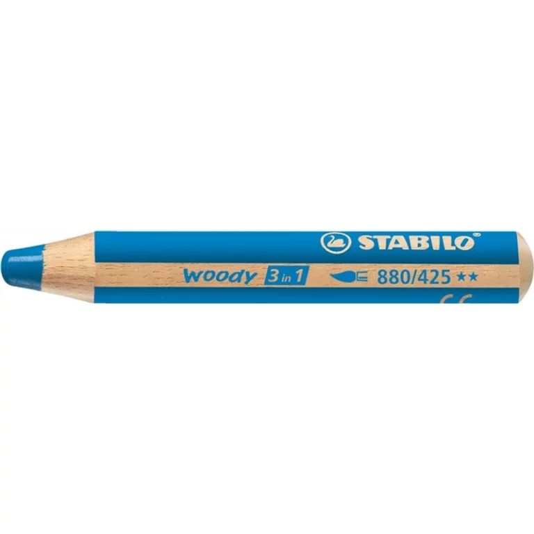 Színes ceruza, kerek, vastag, STABILO "Woody 3 in 1", kék