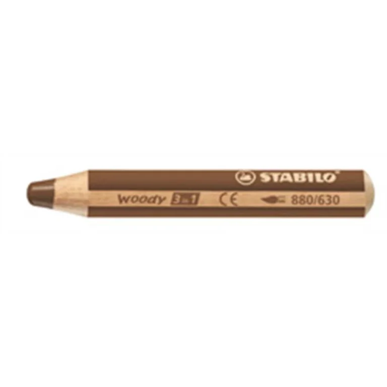 Színes ceruza, kerek, vastag, STABILO "Woody 3 in 1", barna