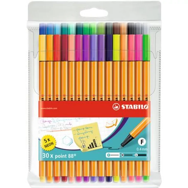 Tűfilc készlet, 0,4 mm, STABILO "Point 88", 25 + 5 különböző szín