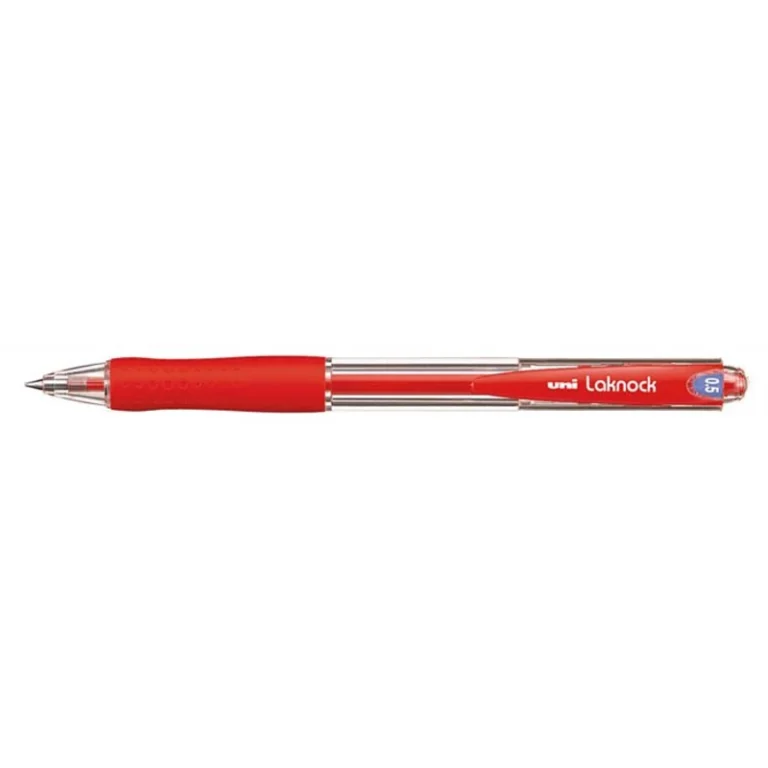 Golyóstoll, 0,3 mm, nyomógombos, UNI "SN-100 Laknock", piros