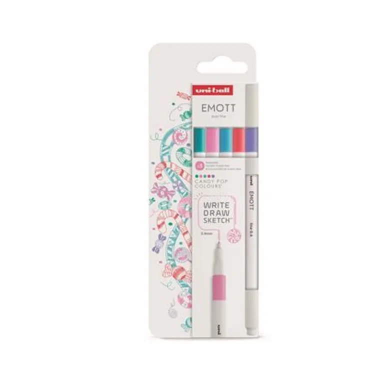 Tűfilc készlet, 0,4 mm, UNI "Emott Candy Pop", 5 különböző szín