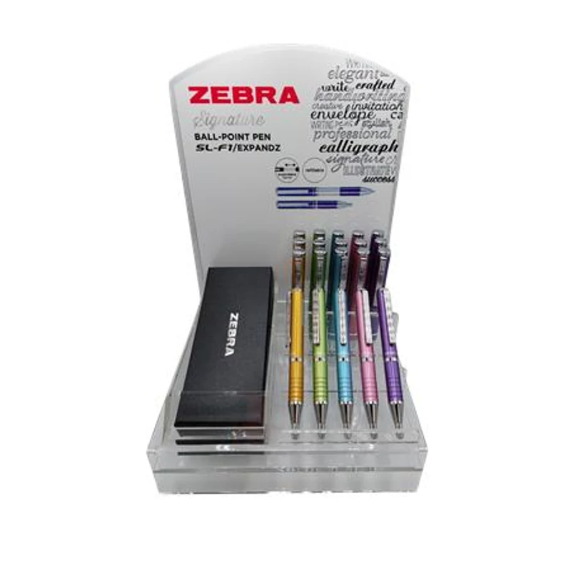 Golyóstoll display, 0,24 mm, teleszkópos, ZEBRA "SL-F1", kék, világos színek