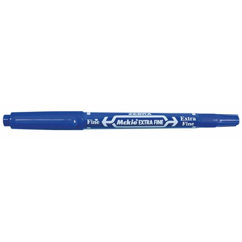 Alkoholos marker, 0,5 / 1,0 mm, kétvégű, ZEBRA "Mckie Extra Fine", kék