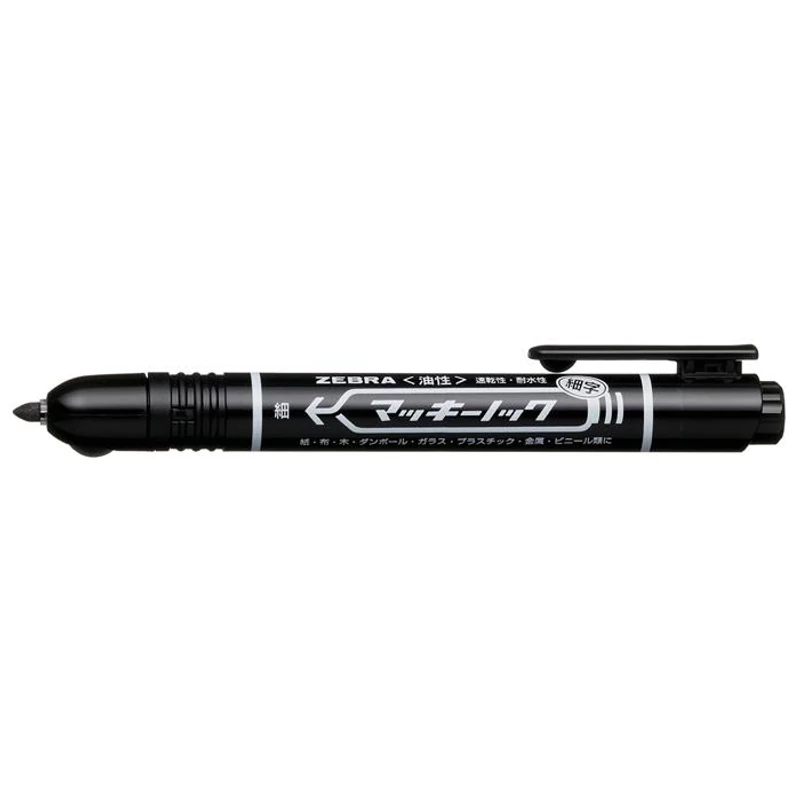 Alkoholos marker, 1,3 mm, nyomógombos, ZEBRA "Mckie Retractable", fekete