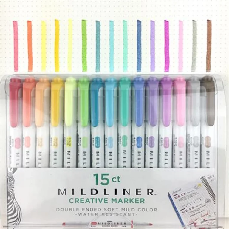 Szövegkiemelő készlet, 1,4 / 4 mm, kétvégű, ZEBRA "Mildliner Highlighter", 15 különböző szín
