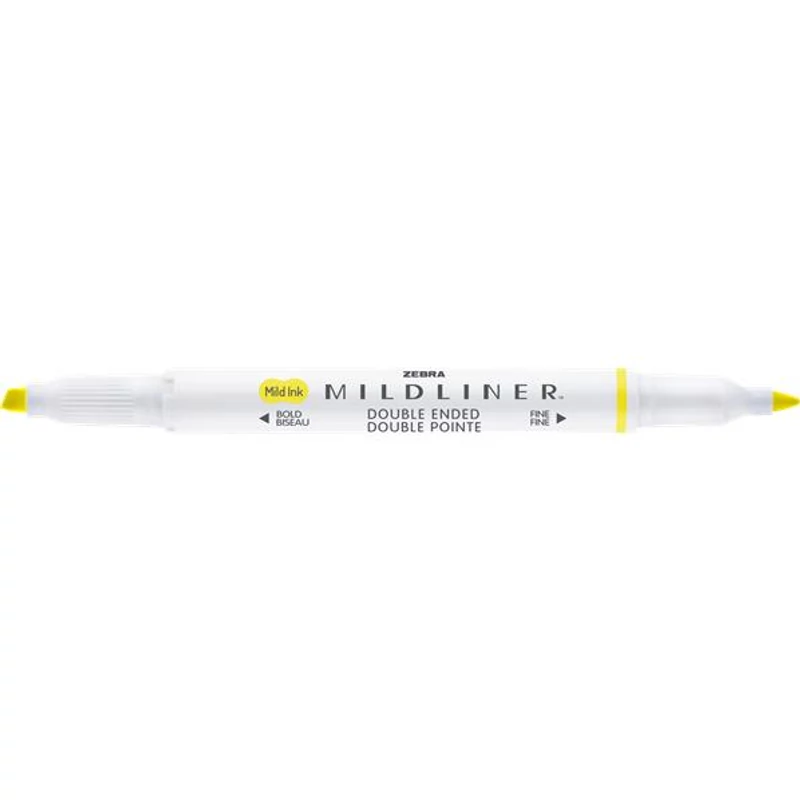 Szövegkiemelő, 1,0 / 3,5 mm, kétvégű, ZEBRA "Mildliner Fluorescent", sárga,Szövegkiemelő, 1,0 / 3,5 mm, kétvégű, ZEBRA "Mildliner Fluorescent", sárga