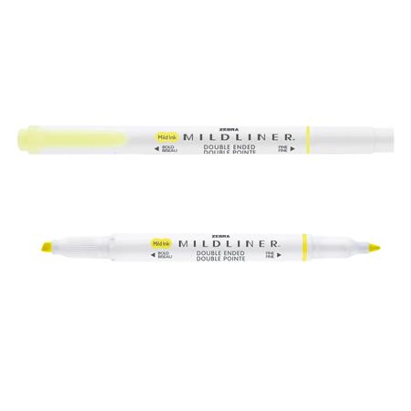 Szövegkiemelő, 1,0 / 3,5 mm, kétvégű, ZEBRA "Mildliner Fluorescent", sárga