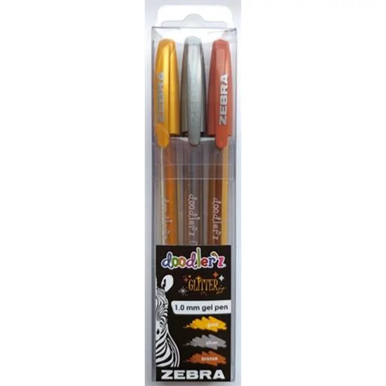 Zseléstoll készlet, 0,33 mm, kupakos, ZEBRA "Doodler`z Glitter", 3 különböző szín