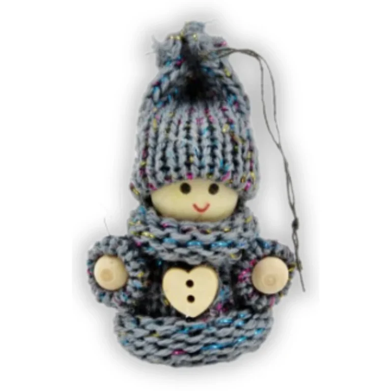 Téli figura – Szürke sapkás, szíves – Fiú