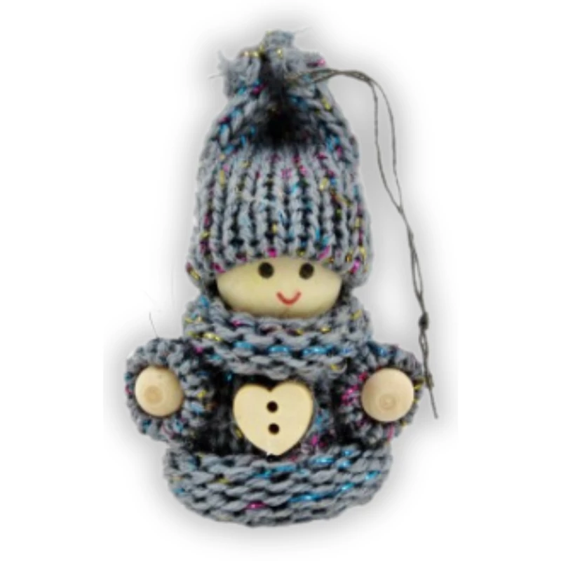 Téli figura – Szürke sapkás, szíves – Fiú