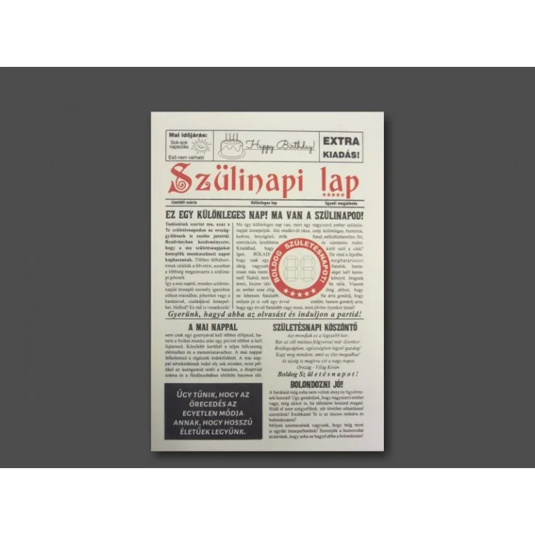 Újság - Szülinapi lap számozható színes