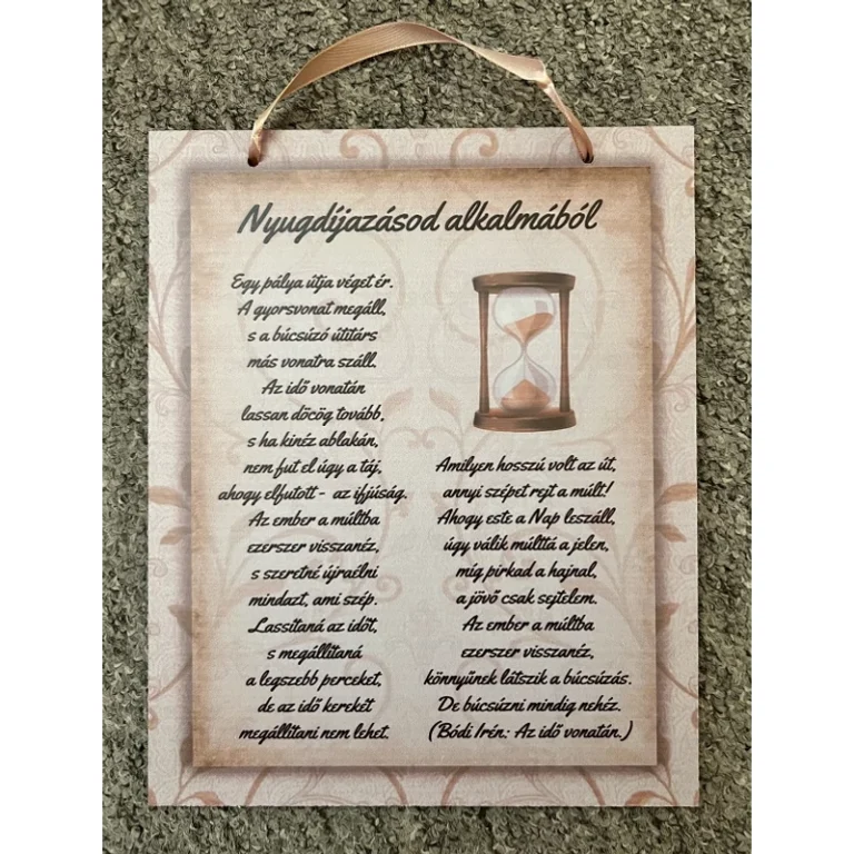 Dísztábla-A nyugdíjazásod alkalmábó