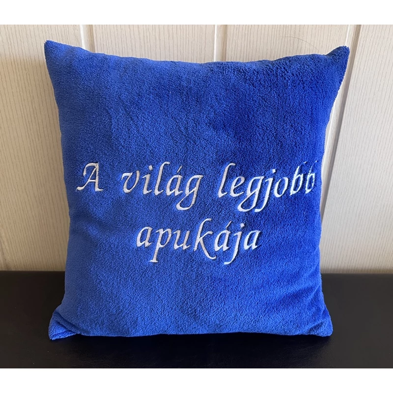 Hímzett párna - A világ legjobb apukája  királykék