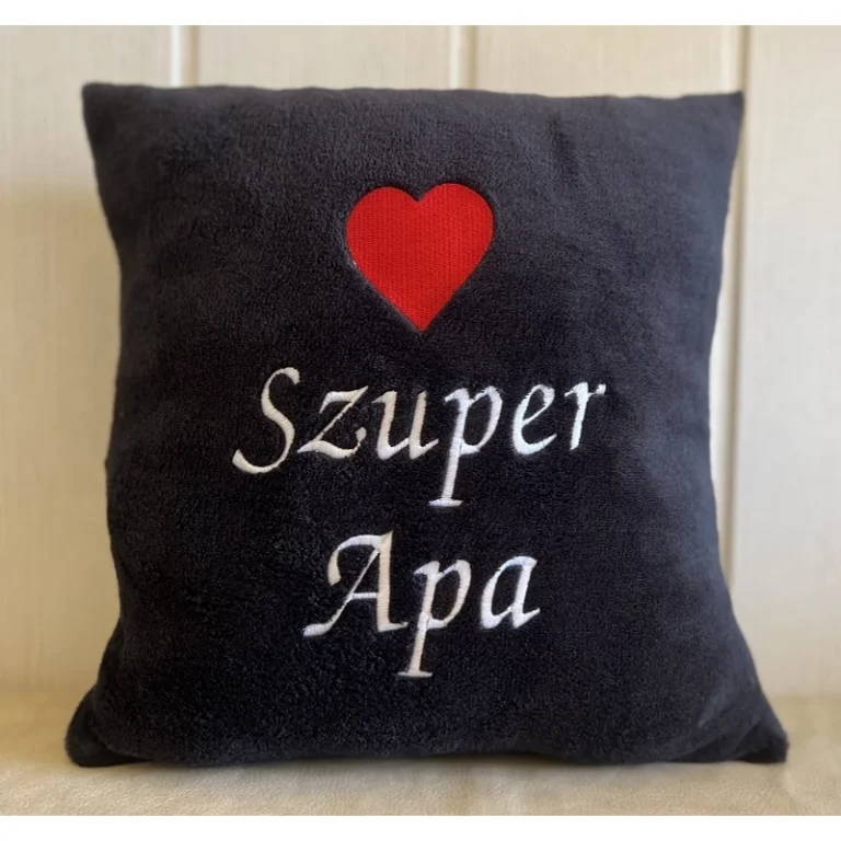 Hímzett párna - Szuper  apa  fekete