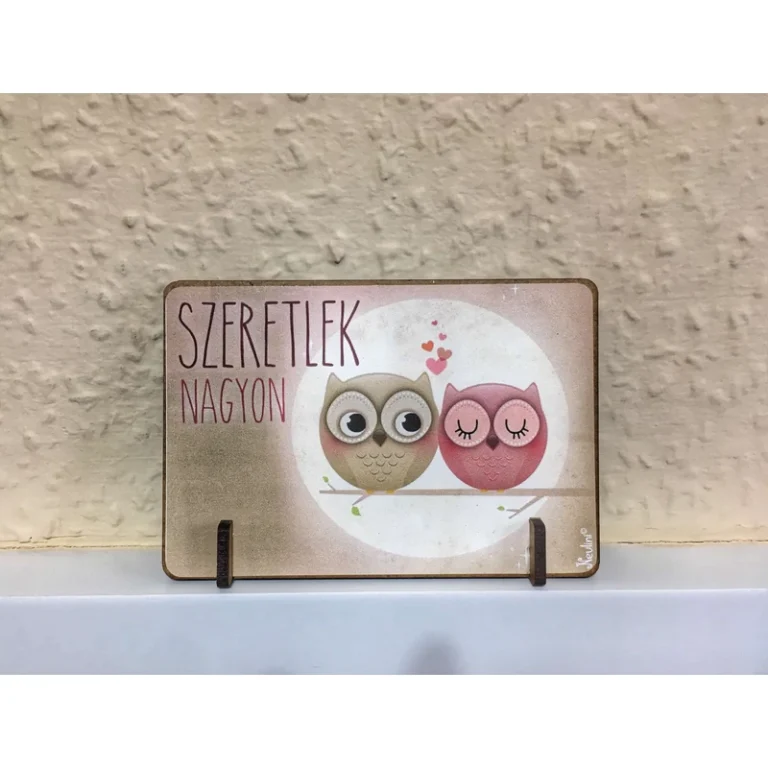 Kis fa tábla - Szeretlek nagyon bagoly