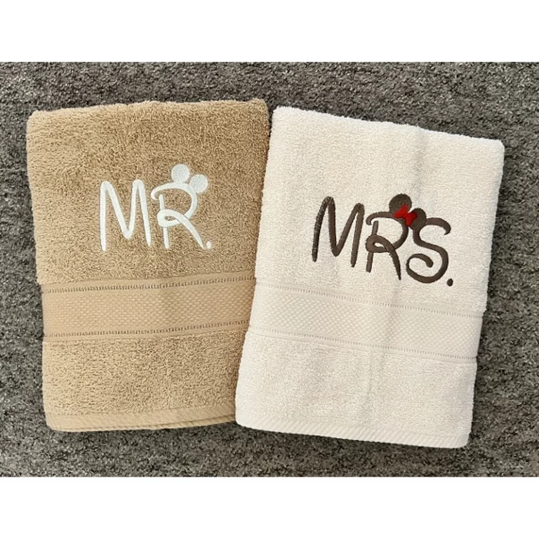 Mr. és Mrs. páros törölköző - vajszínű