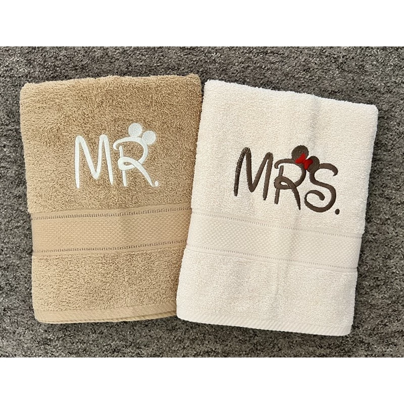 Mr. és Mrs. páros törölköző - vajszínű
