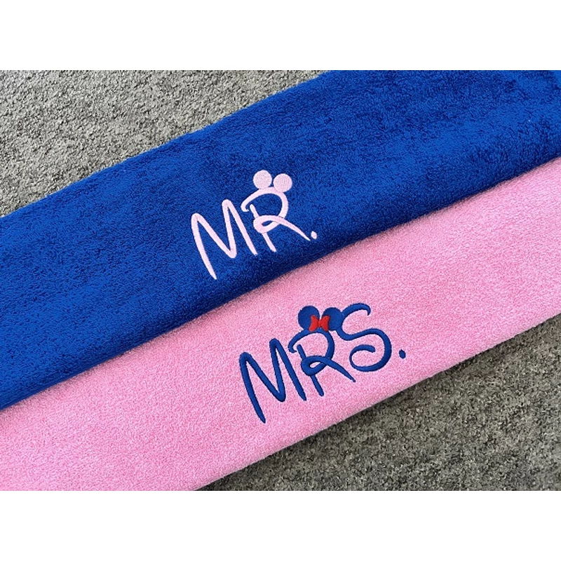 Mr. és Mrs. páros törölköző - rózsaszín
