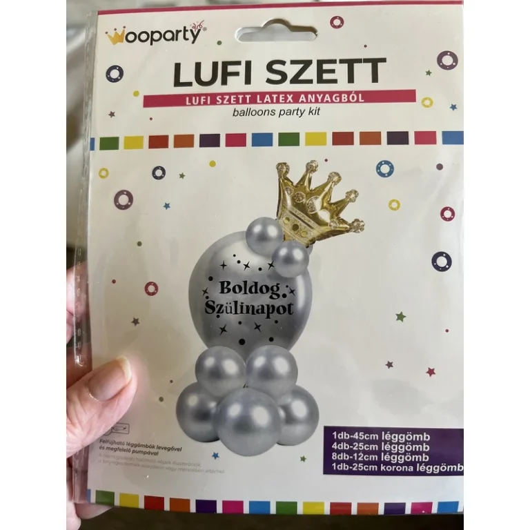 Lufi szett Boldog Szülinapot felirattal szürke színű - Ajándék ötlet születésnapra