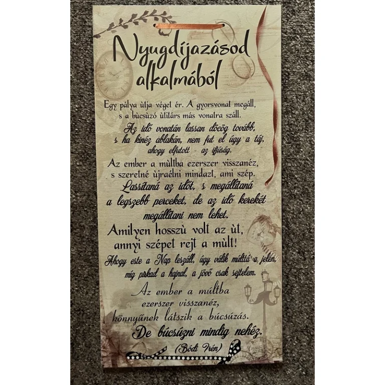 Dísztábla-Nyugdíjazásod alkalmából