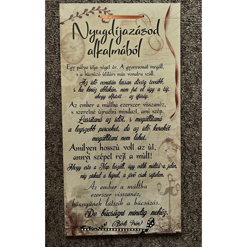 Dísztábla-Nyugdíjazásod alkalmából