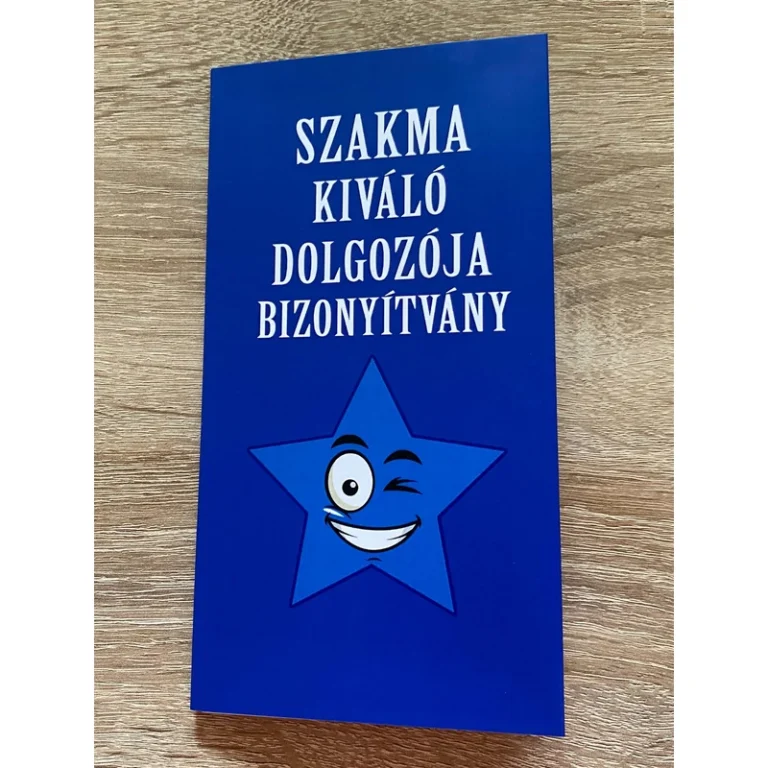 Bizonyítvány - Szakma kiváló dolgozój 2