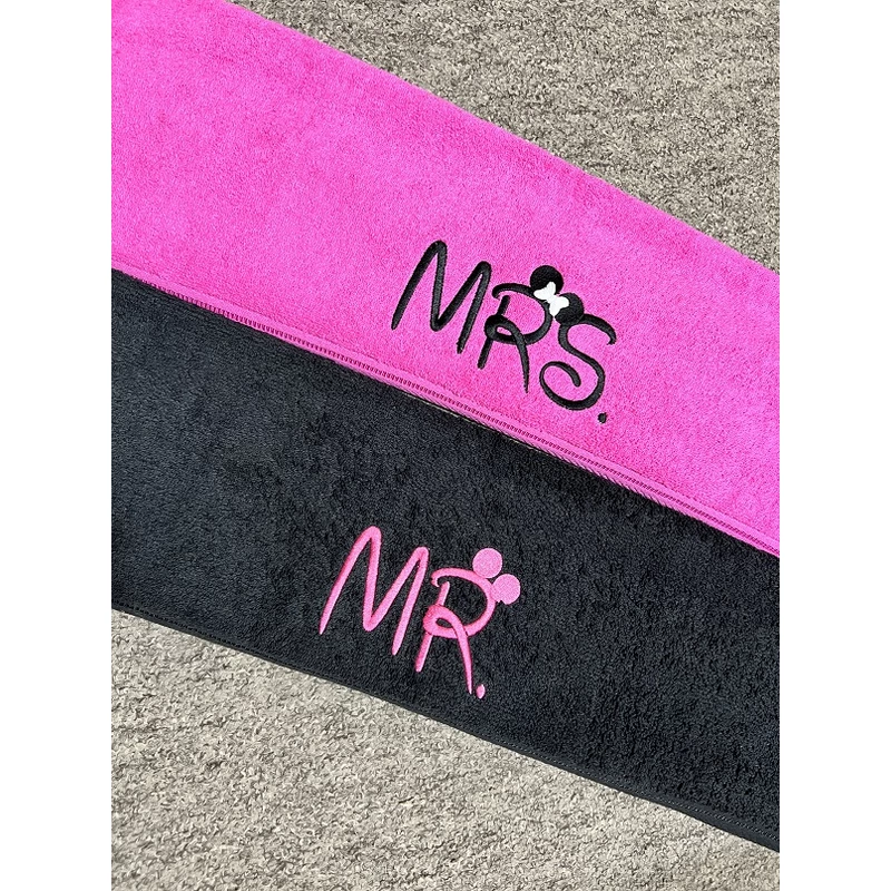 Mr. és Mrs. páros törölköző - Fekete