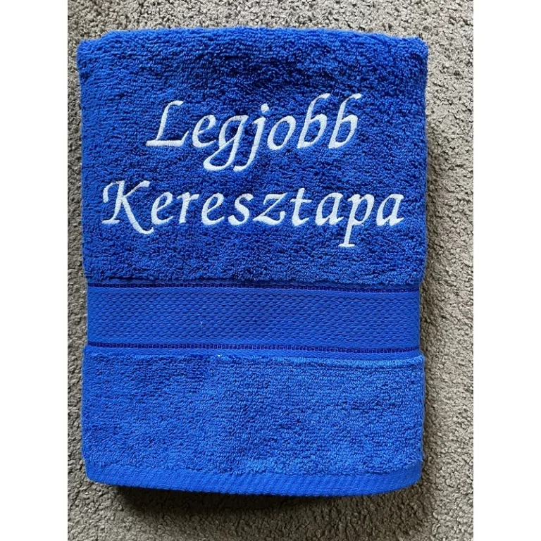 Törölköző-Legjobb keresztapa, királykék