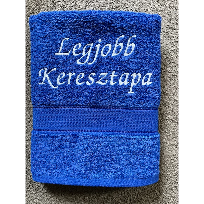 Törölköző-Legjobb keresztapa, királykék