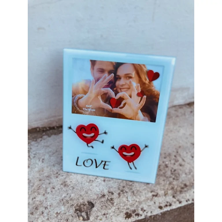 Képkeret - Love felirat Boldog szívek