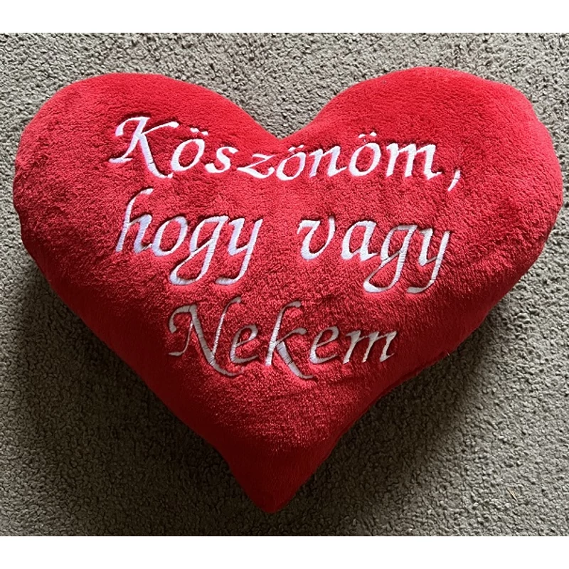 Hímzett szív párna - Köszönöm, hogy ....