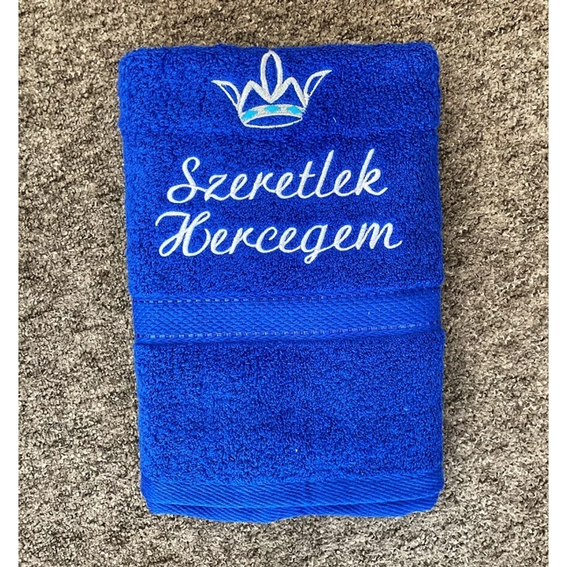 Hímzett törölköző - Szeretlek hercegem királyké