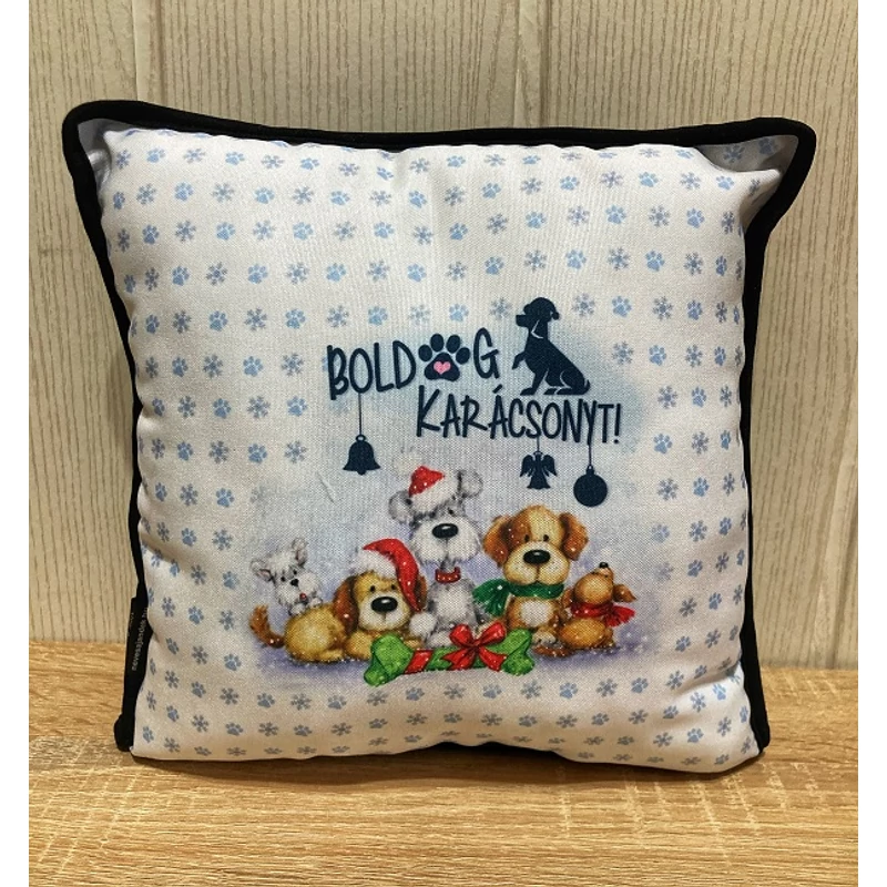 Párna kocka - Boldog Karácsonyt, kutyás