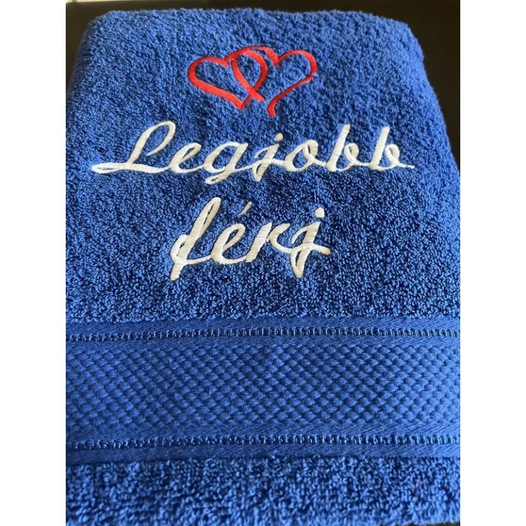 Törölköző - Legjobb férj kék dupla szíve