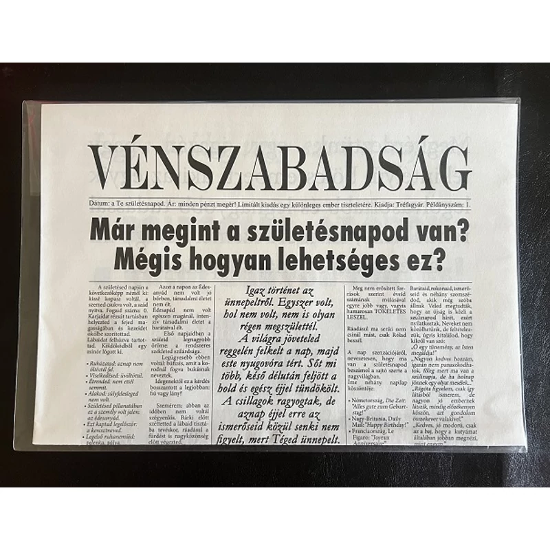 Újság- Vénszabadság