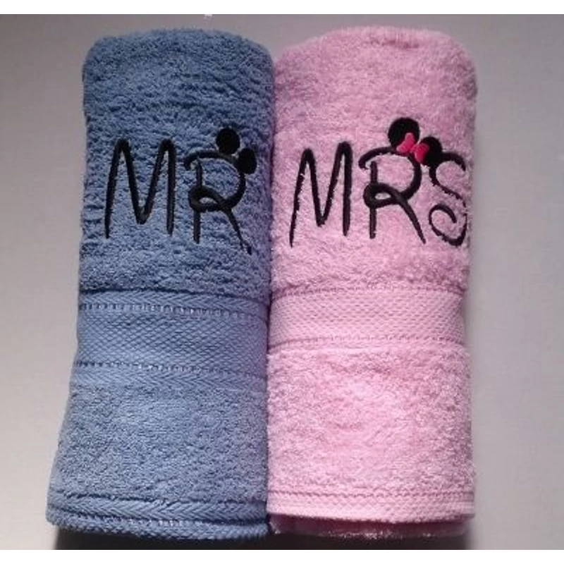 Mr. és Mrs. páros törölköző - szürke
